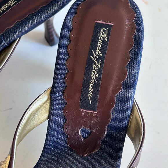 Beverly Feldman heels slides size 8.5 jeweled leopard kitten beachy VTG mobwife - Picture 12 of 15